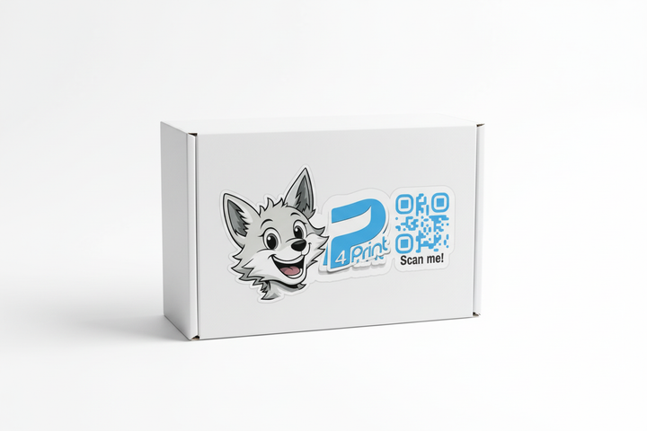 P4Print Sticker auf Verpackung