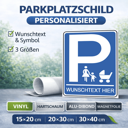 Personalisiertes Parkplatzschild – Familie – Wunschtext – verschiedene Designs & Materialien - P4Print