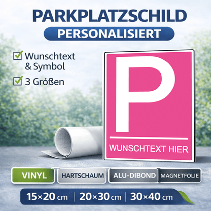 Personalisiertes Parkplatzschild – Frauen Pink – Wunschtext – verschiedene Designs & Materialien - P4Print