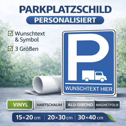 Personalisiertes Parkplatzschild – LKW – Wunschtext – verschiedene Designs & Materialien - P4Print