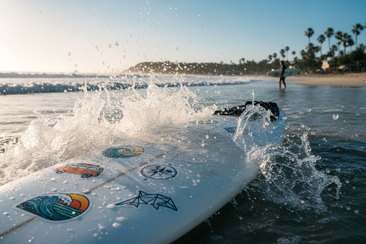 Vinyl Sticker auf Surfboard